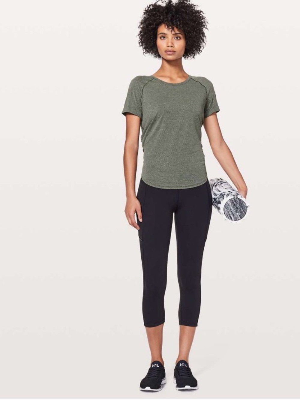 Lululemon Open Up Tie-Back Tee Heathered Camo Green no size dot, but fits a size - Picture 5 of 9